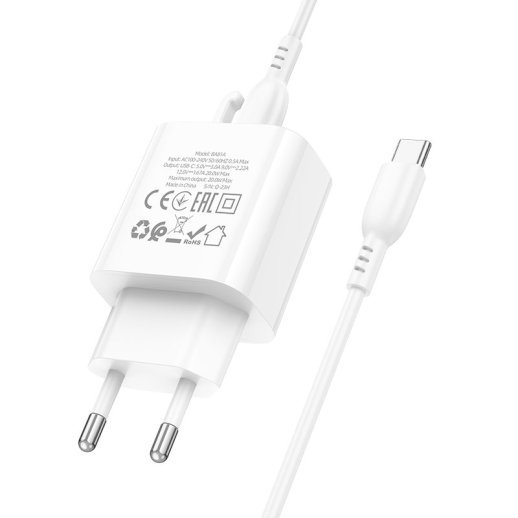 Зарядний пристрій Borofone BA81A PD20W Type-C + кабель Type-C - Type-C, білий
