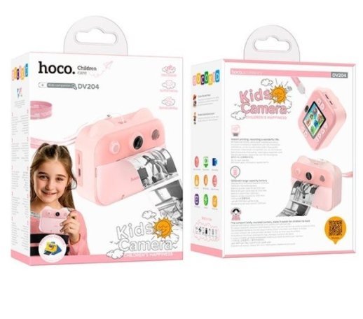 ФОТО КАМЕРА HOCO DV204 Dual lens children printing camera, РОЖЕВИЙ