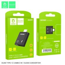 AUX ПЕРЕХІДНИК Denmen DU09 Type-C - jack 3.5 мм + ЗАРЯДКА FOR ANDROID / MAC
