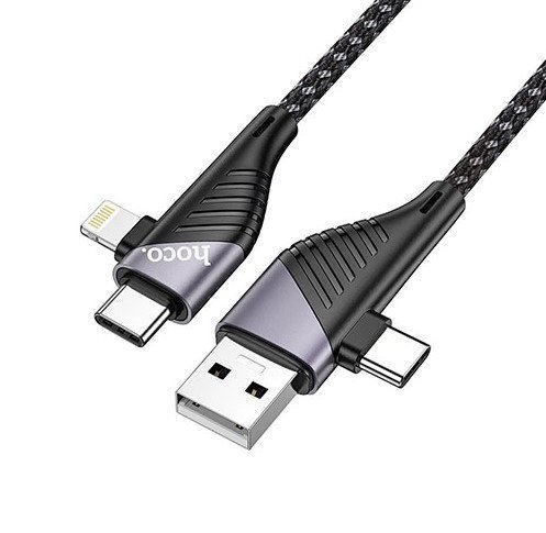USB кабель HOCO U95 4В1 USB/Type-C - Type-C/Lightning 1.2M, чорний