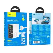 Мережевий зарядний пристрій HOCO N36 PD 65W 3 TYPE-C + 3 USB QC 3.0, БІЛИЙ