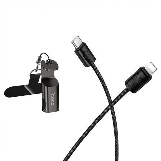 USB-C кабель HOCO X126 Experto PD30W lanyard Type-C - Lightning, 0.35m, чорний