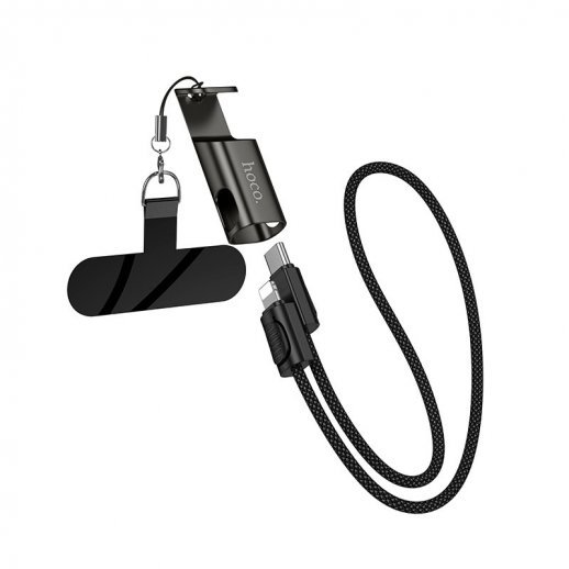 USB-C кабель HOCO X126 Experto PD30W lanyard Type-C - Lightning, 0.35m, чорний