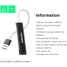 HUB DENMEN DU17A 4 USB 3.0 CONVERTOR