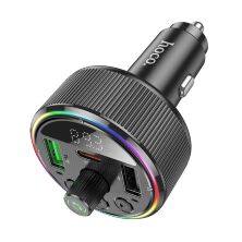 FM трансмітер HOCO E82 Guerrero Bluetooth з швидкою зарядкою USB-C PD 30W + 1USB QC3.0 18W з гучним зв'язком ЧОРНИЙ