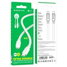 USB-C кабель BOROFONE BX81 Goodway 60W charging data Type-C to Type-C 6ММ, білий