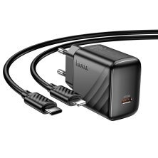 Мережевий зарядний пристрій HOCO CS24A TYPE-C PD 25W + КАБЕЛЬ TYPE-C - LIGHTNING, чорний