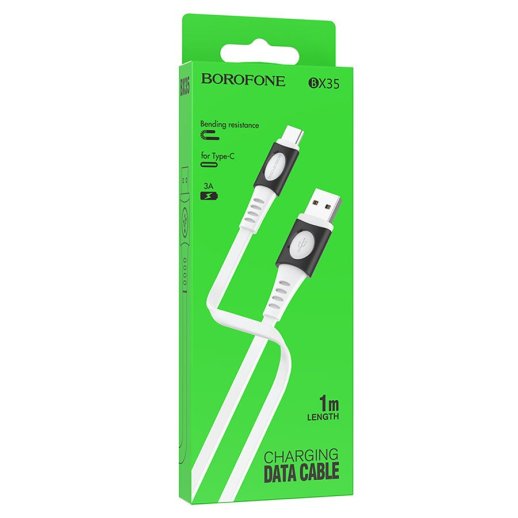 USB кабель BOROFONE BX35 3A 1m USB - Type-C, БІЛИЙ