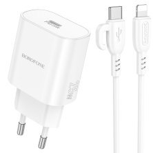 Зарядний пристрій Borofone BA82A PD25W Type-C + кабель Type-C - Lightning, білий
