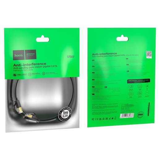 Мережевий кабель LAN (RJ45) HOCO US07, 1 м, чорний