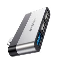 Перехідник BOROFONE DH1 USB HUB з Type-C на 1 USB (3.0) та 2 USB (2.0)