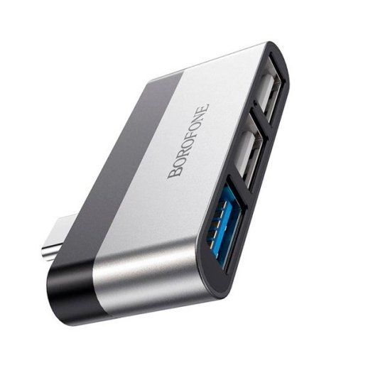Перехідник BOROFONE DH1 USB HUB з Type-C на 1 USB (3.0) та 2 USB (2.0)