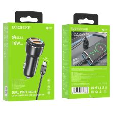 Автомобільний зарядний пристрій BOROFONE BZ17 Core dual port QC3.0 + кабель USB - TYPE-C