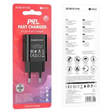 Мережевий зарядний пристрій BOROFONE BA65A Single port PD20W USB-C