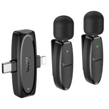 Бездротовий петличний мікрофон HOCO L15 Dual-mic clip-on Lightning / Type-C