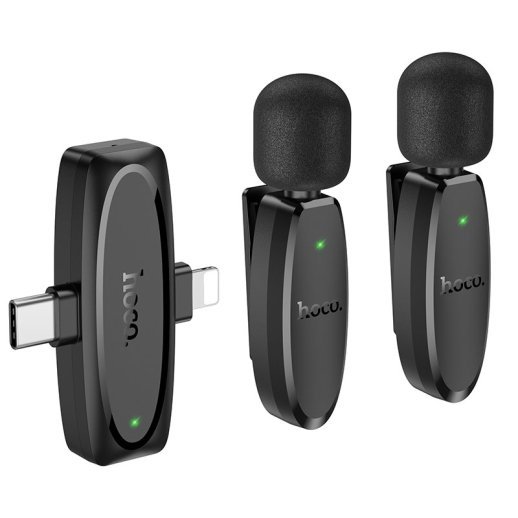 Бездротовий петличний мікрофон HOCO L15 Dual-mic clip-on Lightning / Type-C