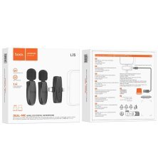 Бездротовий петличний мікрофон HOCO L15 Dual-mic clip-on Lightning / Type-C