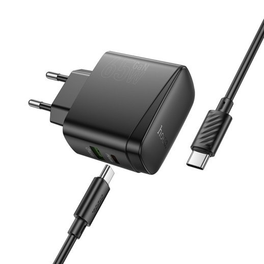 Мережевий зарядний пристрій HOCO CS63A TYPE-C PD 65W + USB QC 3.0 + КАБЕЛЬ TYPE-C - TYPE-C, чорний