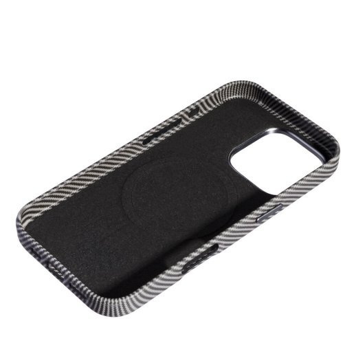 Накладка Leather Carbon With Magnetic для Apple iPhone 16 Pro Max Titanium