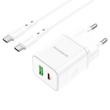 Мережевий зарядний пристрій BOROFONE BN7 PD20W+QC3.0 + кабель TYPE-C - TYPE-C