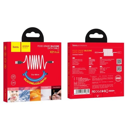 USB кабель HOCO X21 PLUS SILICONE USB - micro USB 1M БIЛИЙ
