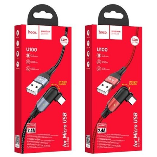 USB кабель HOCO U100 USB - micro USB 1,20м, чорний