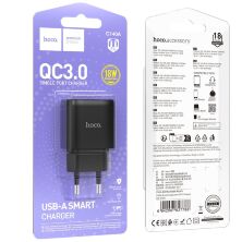 Мережевий зарядний пристрій HOCO C140A USB QC3.0 18W, чорний
