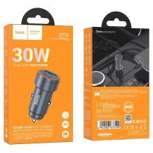 Автомобільний зарядний пристрій HOCO Z57A PD 30W + QC3.0, сірий