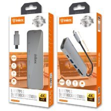 Хаб INKAX DST-07 6-в-1 Type-C / HDMI 4K / 2xUSB 3.0 / PD / SD/TF кардридер / 0.15 м