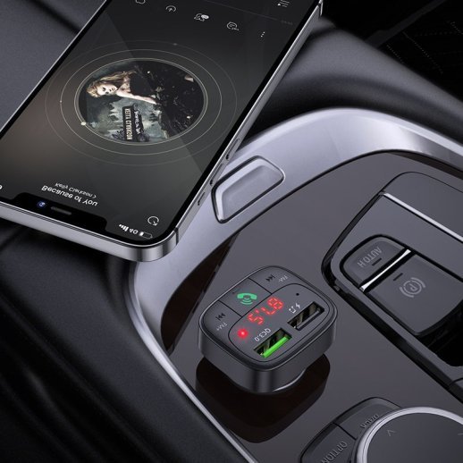 FM трансмітер HOCO E59 Bluetooth з швидкою зарядкою USB QC 3.0 18W + USB FLASH з гучним зв'язком
