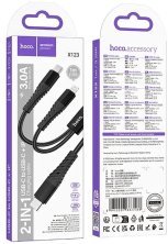 USB-C кабель HOCO X123 Victory 2-in-1 charging cable (C to iP + C), чорний