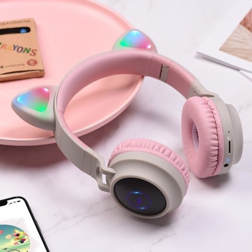 Бездротові повнорозмірні навушники HOCO W27 Cat Ear, сіра