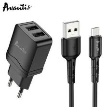 Мережевий Зарядний Пристрій Avantis A829 2USB Micro Чорний