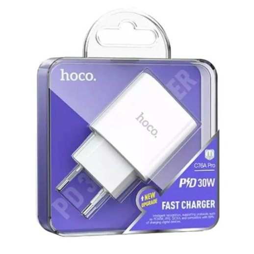 Мережевий зарядний пристрій HOCO C76A PRO TYPE-C PD 30W, білій