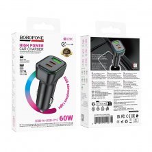 Автомобільний зарядний пристрій BOROFONE BZ28C PD 30W 2*TYPE-C + QC3.0, чорний