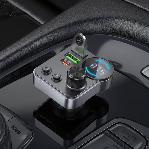 FM-трансмітер HOCO E86 Alegria PD30W + QC3.0 Bluetooth 5.4 (чорний)