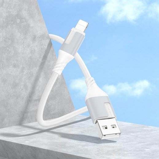 USB кабель BOROFONE BX101 USB - Lightning, 2.4A, 1 метр, білий
