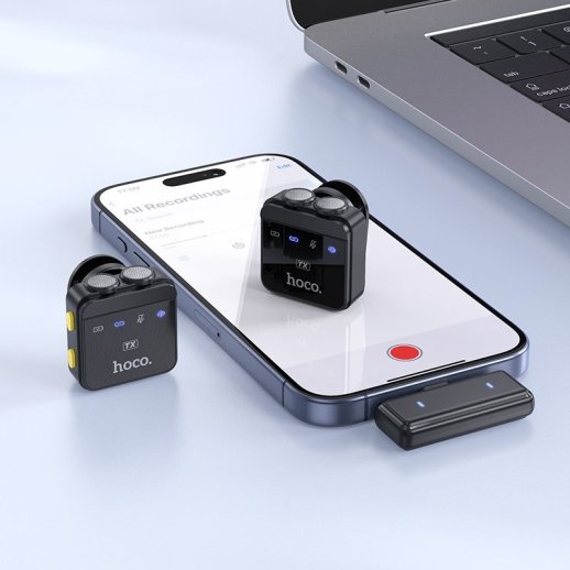 Бездротовий петличний мікрофон HOCO L17 Dual-mic magnetic lavalier Lightning / TYPE-C