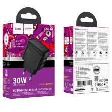 Мережевий зарядний пристрій HOCO CS61A TYPE-C PD 30W + USB QC 3.0, чорний