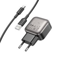 Мережевий зарядний пристрій BOROFONE BAS52A USB QC3.0 18W + кабель USB - TYPE-C, чорний