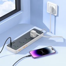 Сетевой удлинитель Hoco AC13A (3USB/1Type-C/5xSocket) (черный)