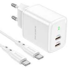 Мережевий зарядний пристрій BOROFONE BN9 Reacher PD35W dual port USB-C + кабель TYPE-C - TYPE-C