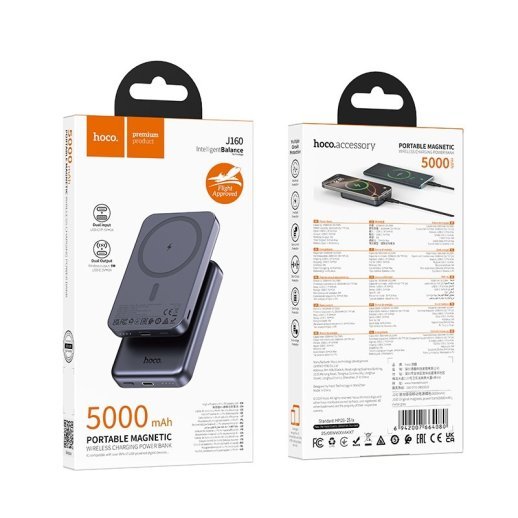 Power Bank HOCO J160 Original magnetic 5000 mA, чорний