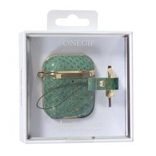 Чехол Onegif Leather Snake для AirPods 1 / 2 Green