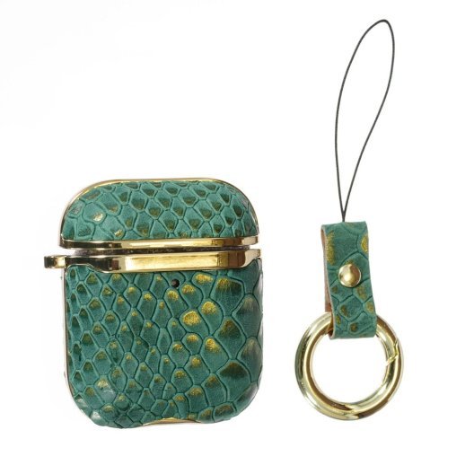 Чехол Onegif Leather Snake для AirPods 1 / 2 Green