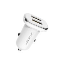 Автомобільний зарядний пристрій Borofone BZ12 2USB 2.4A, білий