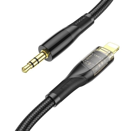 Аудіокабель HOCO UPA25 Transparent Discovery Edition Lightning  -  3,5 мм, 1 м, чорний