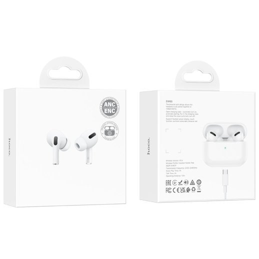 Бездротові навушники HOCO EW68 True wireless ANC+ENC noise cancelling, БІЛИЙ
