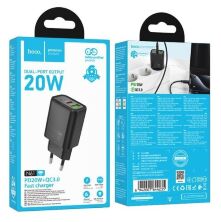 Мережевий зарядний пристрій HOCO N61 Gentle TYPE-C PD 20W + USB QC 3.0, чорний