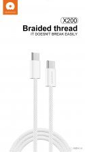 Кабель USB-C WUW X200 USB-C - Type-C 60W PD ТКАНИНА Білий